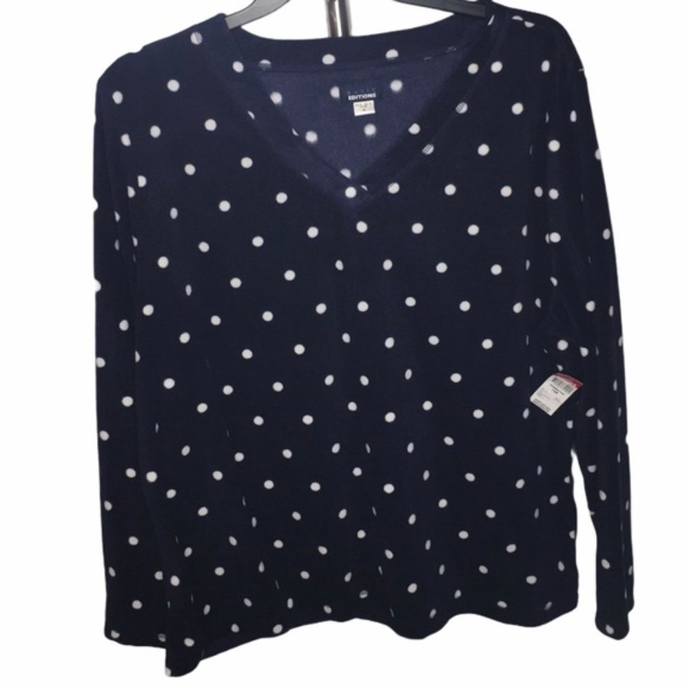 Basic Editions Polka Dot Fleece Pullover
